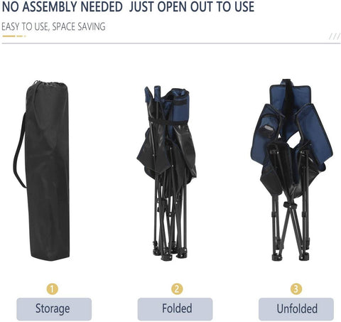 Rootz Ultimate Outdoor Folding Chair - Adjustable Fishing Chair - Portable Camping Seat - Adjustable, Lightweight, Durable - 115cm x 88.5cm x 84cm (sitting), 160cm x 44cm x 84cm (lying down) - Blue