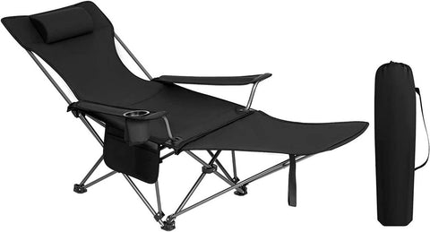 Rootz Ultimate Outdoor Folding Chair - Adjustable Deck Chair - Portable Fishing Chair - Versatile, Durable, Lightweight - 600D Oxford Fabric - 115cm x 88.5cm x 84cm (Sitting), 160cm x 44cm x 84cm (Lying Down)