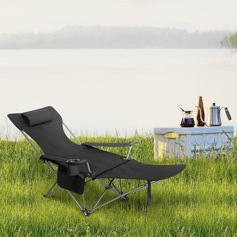 Rootz Ultimate Outdoor Folding Chair - Adjustable Deck Chair - Portable Fishing Chair - Versatile, Durable, Lightweight - 600D Oxford Fabric - 115cm x 88.5cm x 84cm (Sitting), 160cm x 44cm x 84cm (Lying Down)