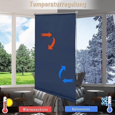 Rootz Roller Blind - Darkening Shade - Thermal Blind - Heat Insulation - 90cm x 160cm - Blue