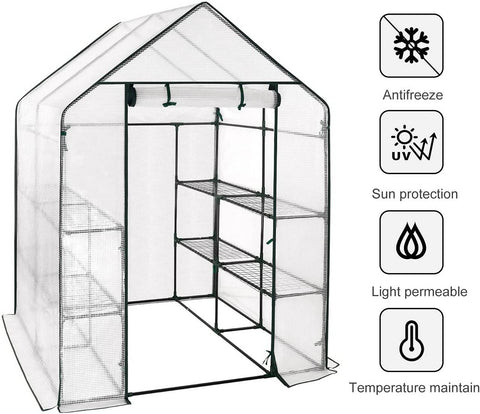 Rootz Film Greenhouse - Garden Greenhouse - Outdoor Greenhouse - Climate Control - Durable Construction - Easy Assembly - 143cm x 143cm x 195cm