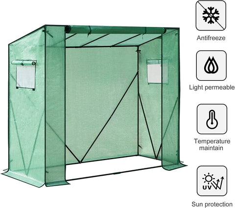 Rootz Premium Film Greenhouse - Garden Greenhouse - Plant Shelter - Enhanced Protection - Optimal Climate Control - Durable Construction - 200cm x 77cm x 146/169cm