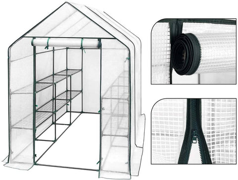 Rootz Foil Greenhouse - Garden Greenhouse - Plant House - Climate Controlled, Durable, Easy Assembly - Alloy Steel, PVC Tarpaulin - 2.15m x 1.43m x 1.95m