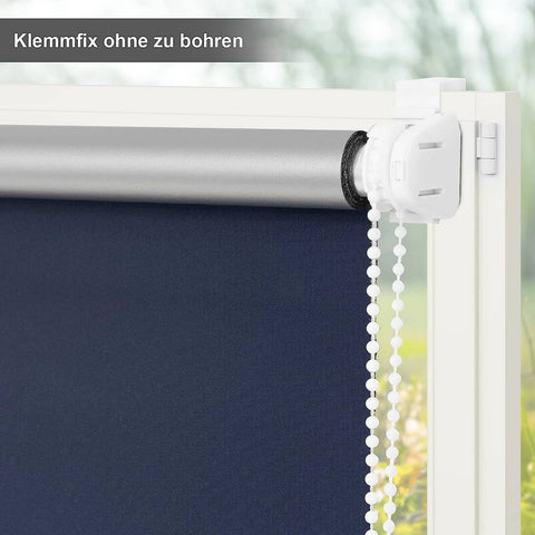 Rootz Roller Blind - Blackout Blind - Thermal Shade - UV Protection - 70x160cm - No Drill Mount - Blue