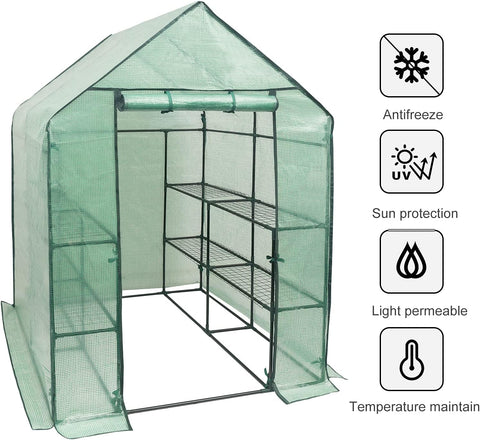 Rootz Foil Greenhouse - Garden Greenhouse - Plant Shelter - Optimal Climate Control - Durable Construction - Easy Assembly - 143cm x 143cm x 195cm