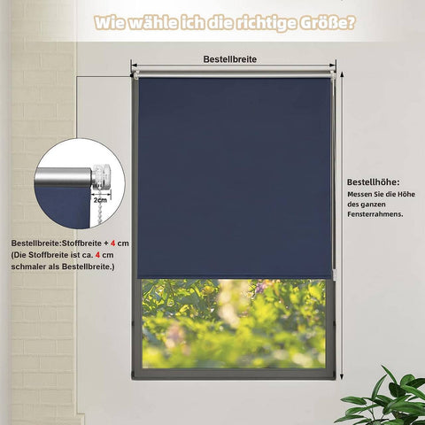 Rootz Roller Blind - Blackout Blind - Thermal Shade - UV Protection - 70x160cm - No Drill Mount - Blue