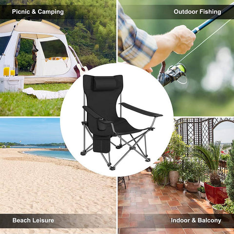 Rootz Ultimate Outdoor Folding Chair - Adjustable Deck Chair - Portable Fishing Chair - Versatile, Durable, Lightweight - 600D Oxford Fabric - 115cm x 88.5cm x 84cm (Sitting), 160cm x 44cm x 84cm (Lying Down)