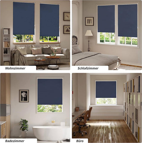 Rootz Roller Blind - Blackout Blind - Thermal Shade - UV Protection - 70x160cm - No Drill Mount - Blue