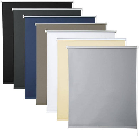 Rootz Grey Roller Blind - Room Darkening Shade - Thermal Insulated Blinds - Energy Saving Benefits - 90cm x 210cm