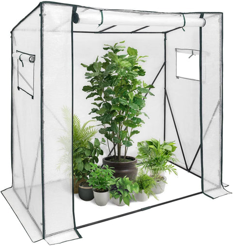 Rootz Film Greenhouse - Garden Greenhouse - Plant Shelter - Climate Controlled, Durable Construction, Easy Assembly - Powder-Coated Steel Pipes + PE Foil - 200cm x 77cm x 146/169cm