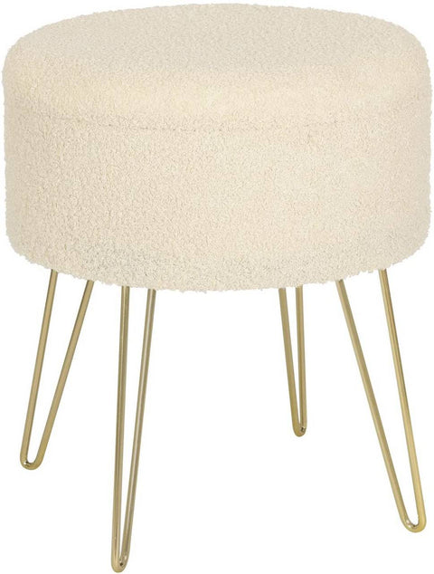 Rootz multifunctionele kruk - opbergpoef - converteerbare bijzettafel - comfortabele zitplaats - verborgen opbergruimte - veelzijdig dienbladblad - teddyfleece, MDF, metalen poten - 39 cm x 44 cm