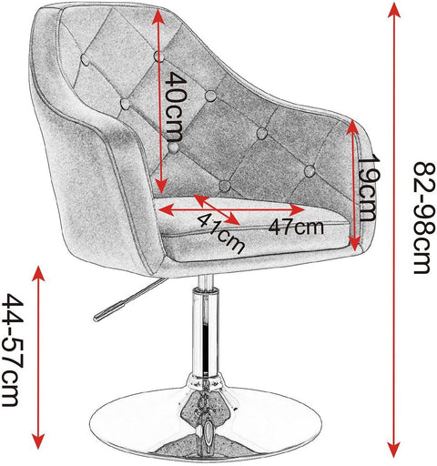 Rootz Bar Chair Set - Adjustable Stools - Swivel Chairs - Ergonomic Design, Durable Construction, Floor Protection - Faux Leather, Metal - 47cm x 41cm, Height 82cm-98cm