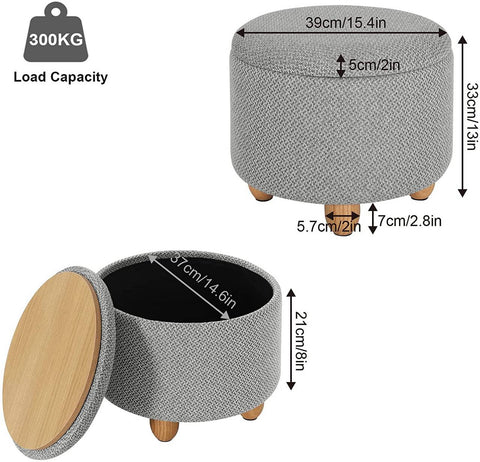 Rootz Multifunctional Ottoman - Storage Stool - Coffee Table - Comfortable Seating - Versatile Design - Durable Build - 39cm x 33cm