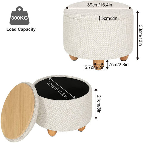 Rootz Multifunctional Ottoman - Storage Stool - Coffee Table - Comfortable Seating - Versatile Use - Durable Design - 39cm x 33cm