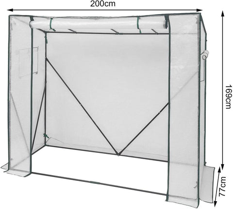 Rootz Film Greenhouse - Garden Greenhouse - Plant Shelter - Climate Controlled, Durable Construction, Easy Assembly - Powder-Coated Steel Pipes + PE Foil - 200cm x 77cm x 146/169cm