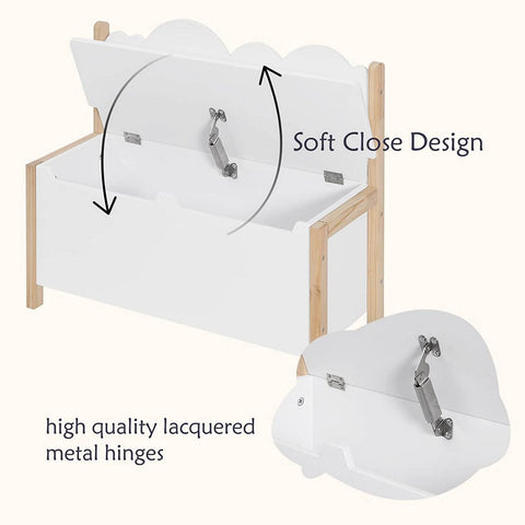 Rootz Children's Bench with Storage - Kids' Seating - Toy Box - Safe Design with Soft-Closing Hinges - Ample Storage Space - Eco-Friendly Materials - 60cm x 55cm x 25.5cm