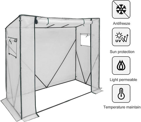 Rootz Film Greenhouse - Garden Greenhouse - Plant Shelter - Climate Controlled, Durable Construction, Easy Assembly - Powder-Coated Steel Pipes + PE Foil - 200cm x 77cm x 146/169cm
