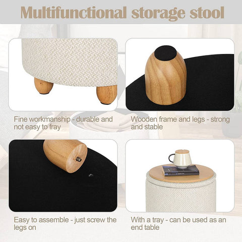 Rootz Multifunctional Ottoman - Storage Stool - Coffee Table - Comfortable Seating - Versatile Use - Durable Design - 39cm x 33cm