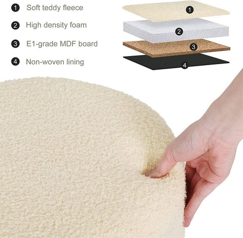 Rootz multifunctionele kruk - opbergpoef - converteerbare bijzettafel - comfortabele zitplaats - verborgen opbergruimte - veelzijdig dienbladblad - teddyfleece, MDF, metalen poten - 39 cm x 44 cm