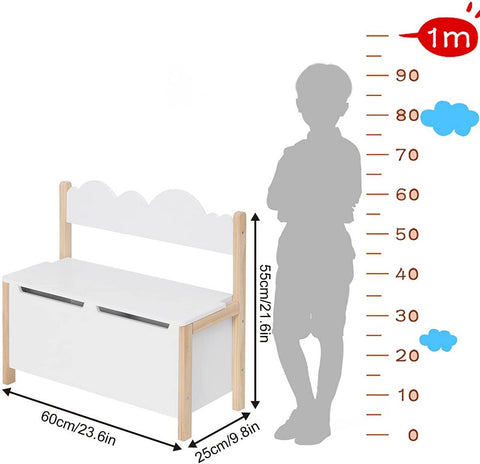 Rootz Children's Bench with Storage - Kids' Seating - Toy Box - Safe Design with Soft-Closing Hinges - Ample Storage Space - Eco-Friendly Materials - 60cm x 55cm x 25.5cm