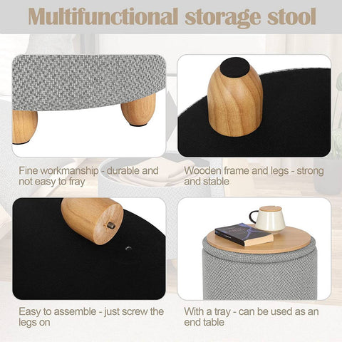 Rootz Multifunctional Ottoman - Storage Stool - Coffee Table - Comfortable Seating - Versatile Design - Durable Build - 39cm x 33cm