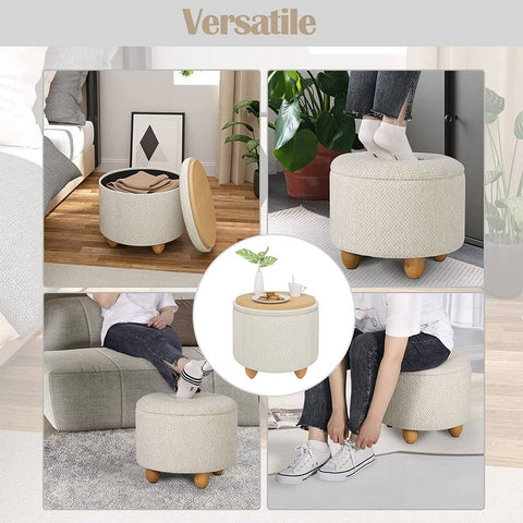 Rootz Multifunctional Ottoman - Storage Stool - Coffee Table - Comfortable Seating - Versatile Use - Durable Design - 39cm x 33cm