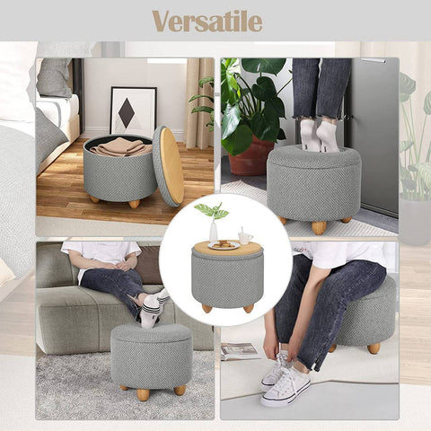 Rootz Multifunctional Ottoman - Storage Stool - Coffee Table - Comfortable Seating - Versatile Design - Durable Build - 39cm x 33cm