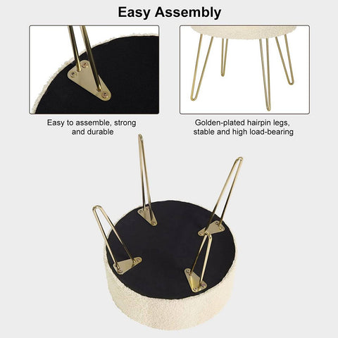 Rootz multifunctionele kruk - opbergpoef - converteerbare bijzettafel - comfortabele zitplaats - verborgen opbergruimte - veelzijdig dienbladblad - teddyfleece, MDF, metalen poten - 39 cm x 44 cm