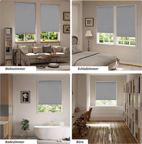 Rootz Roller Blind - Thermorollo - Blackout Shade - Heat Insulation - Easy Installation - Grey 80x120cm - Privacy Protection