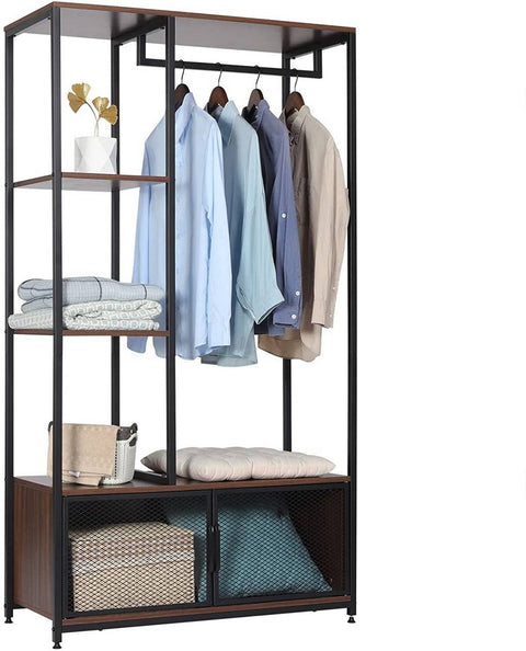 Rootz Kledingrek met opbergkast - Garderobeorganisator - Kledingstandaard - Gemakkelijk schoon te maken - Prachtig design - Hoge kwaliteit - 90 cm x 40 cm x 167 cm