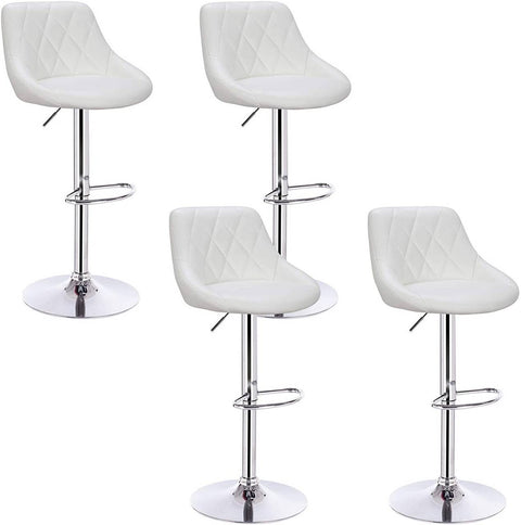 Rootz Adjustable Bar Stools Set of 4 - Faux Leather Counter Stools - Swivel Bar Chairs - Comfortable, Versatile, Durable - 35cm x 38cm Seat, Height 60cm-82cm