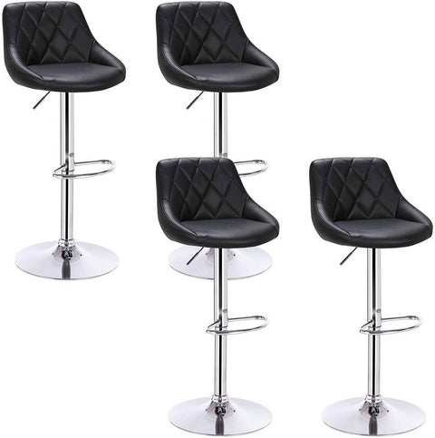 Rootz Adjustable Faux Leather Bar Stools - Counter Stools - Swivel Chairs - Comfortable Padding - Height Adjustable - Sturdy Base - 35cm x 38cm x 84-106cm