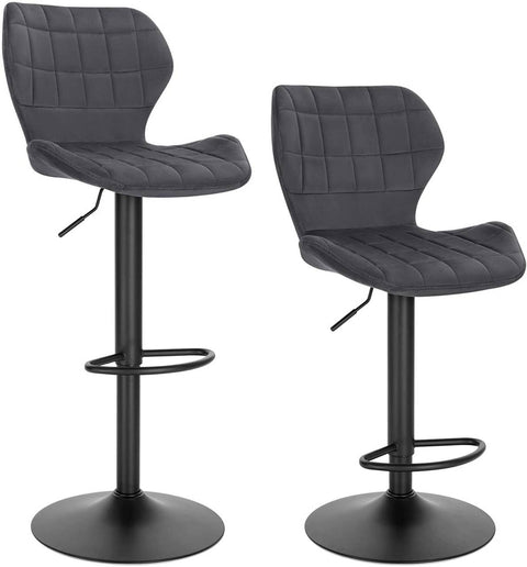 Rootz Velvet Swivel Bar Stool - Adjustable Counter Chair - Rotating Seat - Comfortable, Secure, Stylish - 48cm x 38cm x 60-82cm