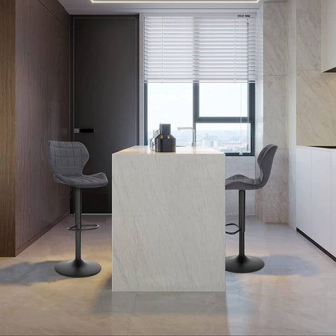 Rootz Velvet Swivel Bar Stool - Adjustable Counter Chair - Rotating Seat - Comfortable, Secure, Stylish - 48cm x 38cm x 60-82cm