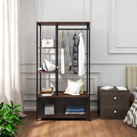 Rootz Kledingrek met opbergkast - Garderobeorganisator - Kledingstandaard - Gemakkelijk schoon te maken - Prachtig design - Hoge kwaliteit - 90 cm x 40 cm x 167 cm