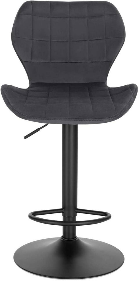 Rootz Velvet Swivel Bar Stool - Adjustable Counter Chair - Rotating Seat - Comfortable, Secure, Stylish - 48cm x 38cm x 60-82cm