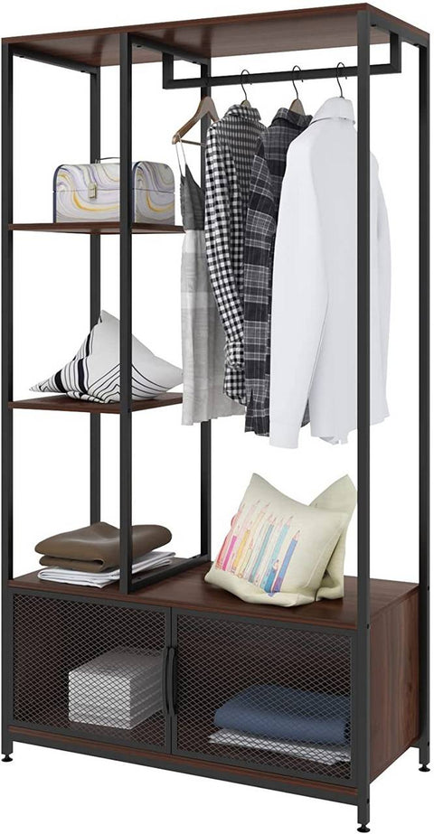 Rootz Kledingrek met opbergkast - Garderobeorganisator - Kledingstandaard - Gemakkelijk schoon te maken - Prachtig design - Hoge kwaliteit - 90 cm x 40 cm x 167 cm