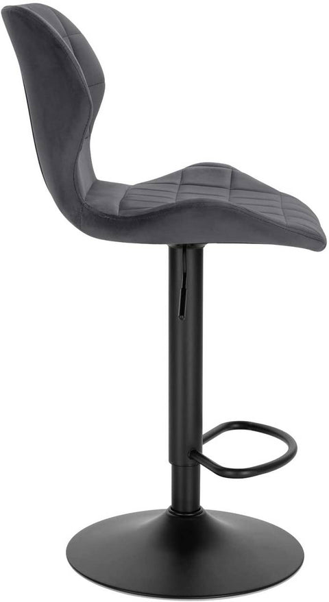 Rootz Velvet Swivel Bar Stool - Adjustable Counter Chair - Rotating Seat - Comfortable, Secure, Stylish - 48cm x 38cm x 60-82cm