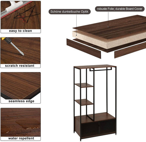 Rootz Kledingrek met opbergkast - Garderobeorganisator - Kledingstandaard - Gemakkelijk schoon te maken - Prachtig design - Hoge kwaliteit - 90 cm x 40 cm x 167 cm