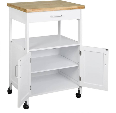 Rootz Multifunctional Kitchen Trolley - Serving Cart - Storage Trolley - Durable MDF & Rubberwood - Easy Mobility - Efficient Storage - Simple Assembly - 60cm x 90cm x 44.5cm