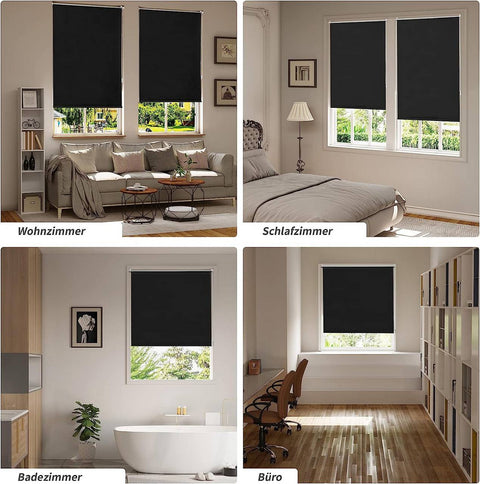 Rootz Roller Blind - Blackout Shade - Thermal Blinds - Sun Protection - 80cm x 160cm - Durable & Easy Install