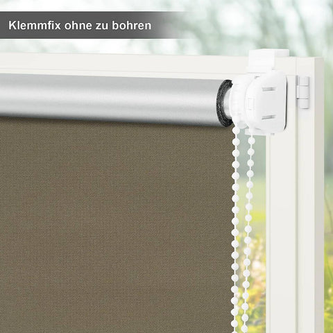 Rootz Thermorollo Roller Blind - Room Darkening Shade - Thermal Blackout - Heat Insulation - Brown- Polyester - 100x160cm