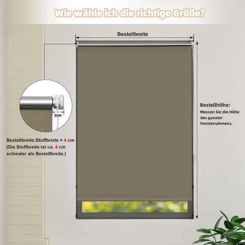 Rootz Thermal Roller Blind - Window Shade - Sun and Privacy Protector - Taupe - Heat Insulation - 95x160cm Rod Mounted