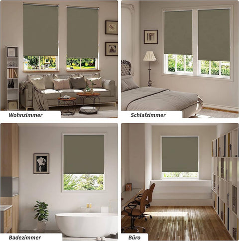 Rootz Thermal Roller Blind - Window Shade - Sun and Privacy Protector - Taupe - Heat Insulation - 95x160cm Rod Mounted