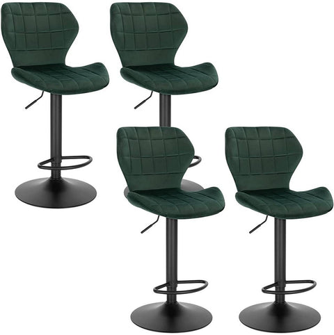 Rootz Bar Stool - Adjustable Stool - Swivel Chair - Comfortable Velvet Seating - Stable Metal Frame - Versatile Design - 48cm x 38cm x 60-82cm