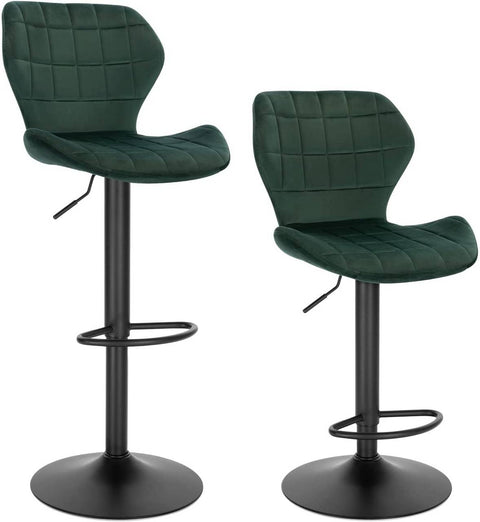 Rootz Velvet Swivel Bar Stool - Adjustable Counter Chair - Rotating Seat - Plush Comfort - Sturdy Build - Flexible Height - 48cm x 38cm x 60-82cm