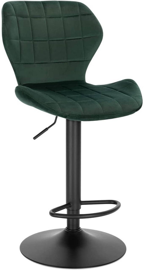 Rootz Velvet Swivel Bar Stool - Counter Stool - Adjustable Bar Chair - Comfortable, Secure, Stylish - 48cm x 38cm x 60-82cm