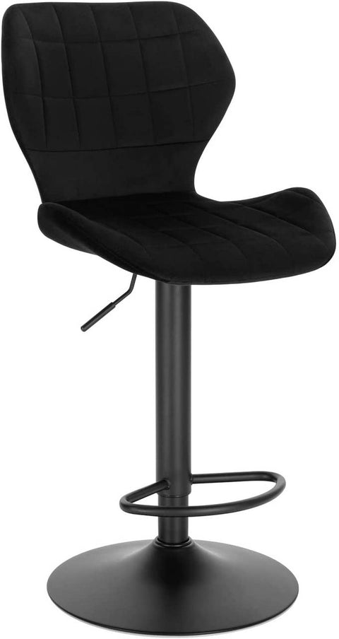 Rootz Adjustable Swivel Bar Stool - Counter Stool - Rotating Chair - High-Density Foam - Velvet Cover - Sturdy Metal Frame - 48cm x 38cm x 60-82cm