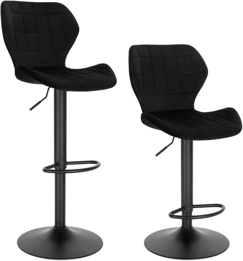 Rootz Adjustable Swivel Bar Stool - Counter Stool - Rotating Chair - Plush Comfort - Enhanced Stability - Height Adjustable - Velvet Cover - 48cm x 38cm x 60-82cm