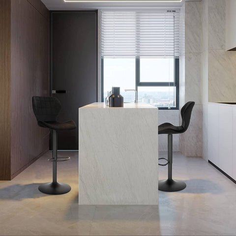 Rootz Adjustable Swivel Bar Stool - Counter Stool - Rotating Chair - High-Density Foam - Velvet Cover - Sturdy Metal Frame - 48cm x 38cm x 60-82cm